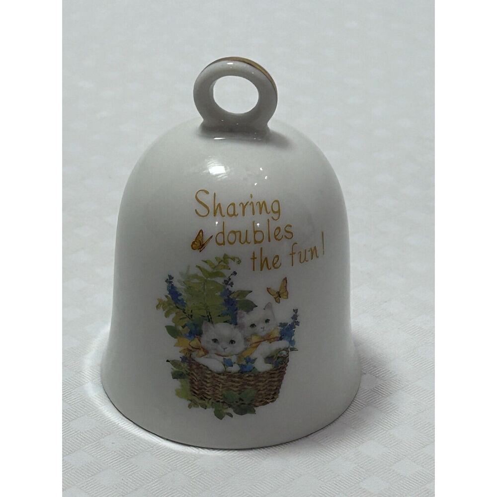 Designer’s Collection Treasures Of The Heart‎ Kitten Floral Porcelain 3” Bell